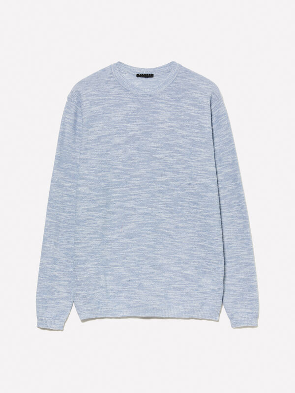 Light blue melange top - men's crew neck sweaters | Sisley