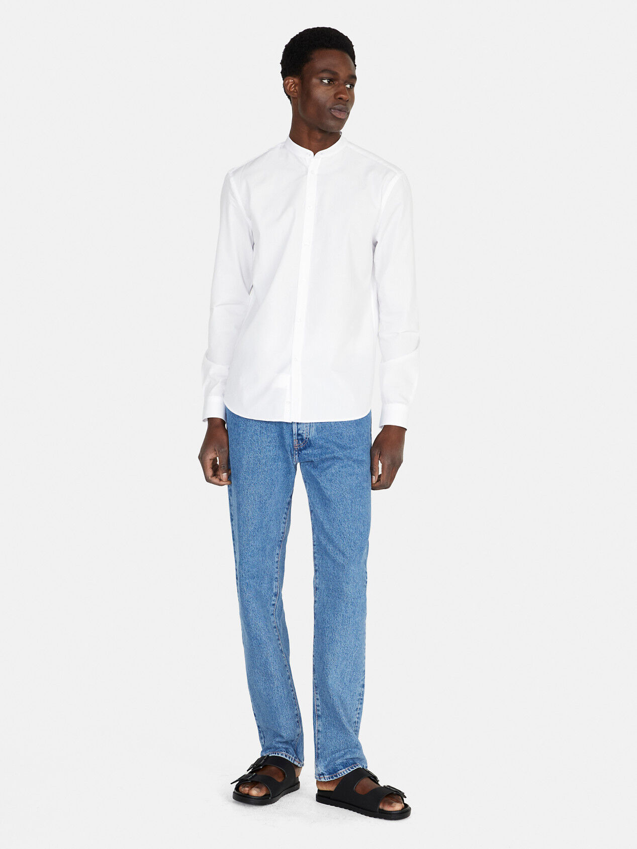 White collar shirt with jeans clearance