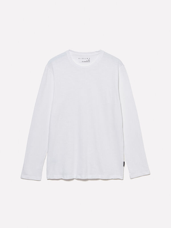 White slim fit long sleeve t-shirt - men's long sleeve t-shirts | Sisley