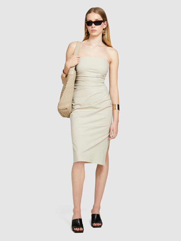 Slim fit dress with rouching - women's midi dresses | Sisley
