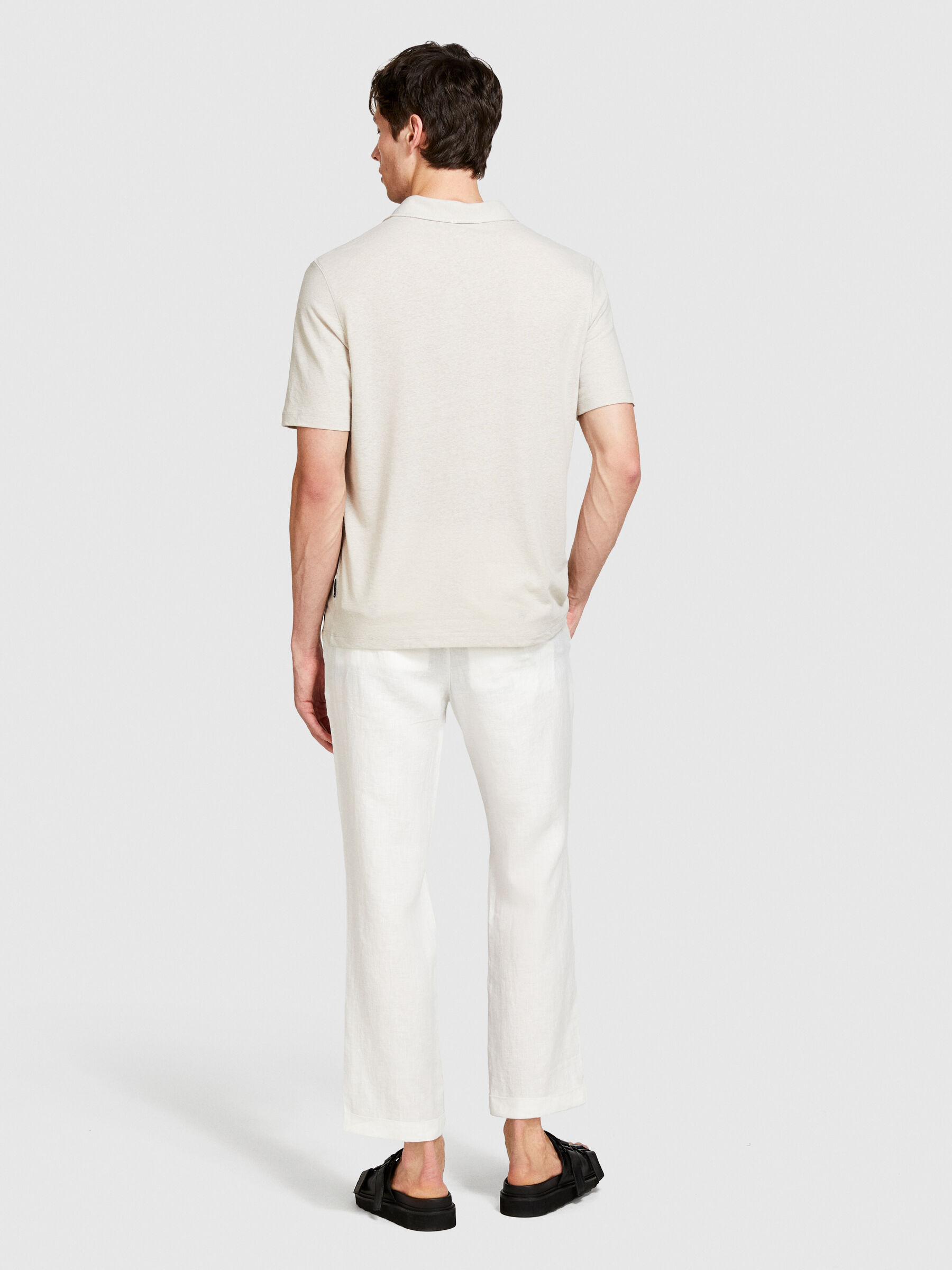 Regular fit trousers in 100% linen Men image number null
