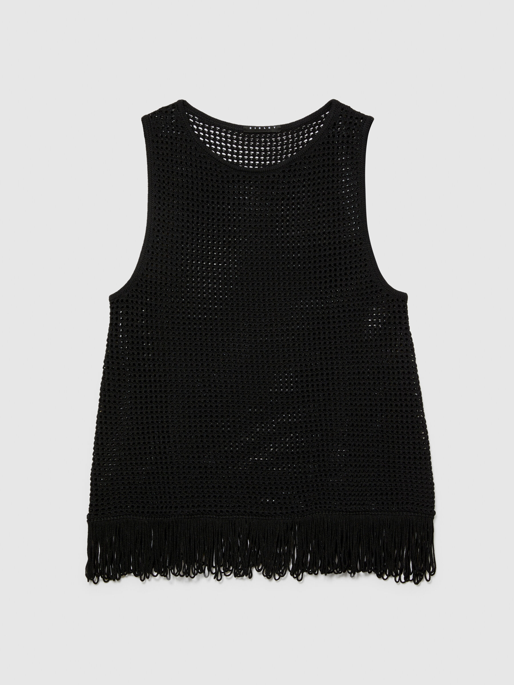 Perforated tank top with fringe Women image number null