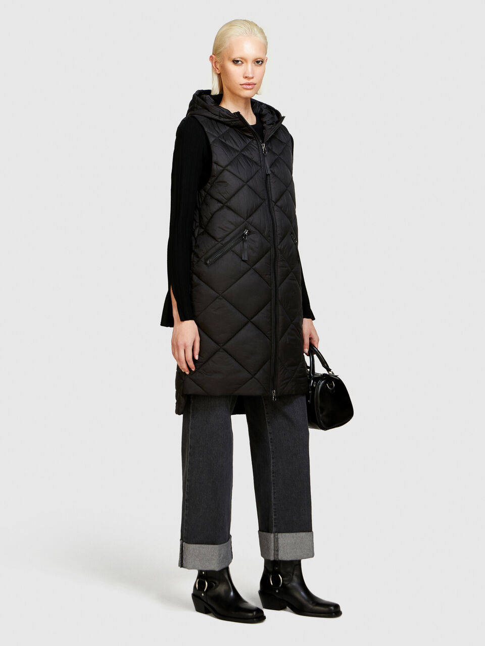 Long vest with hood Women image number null