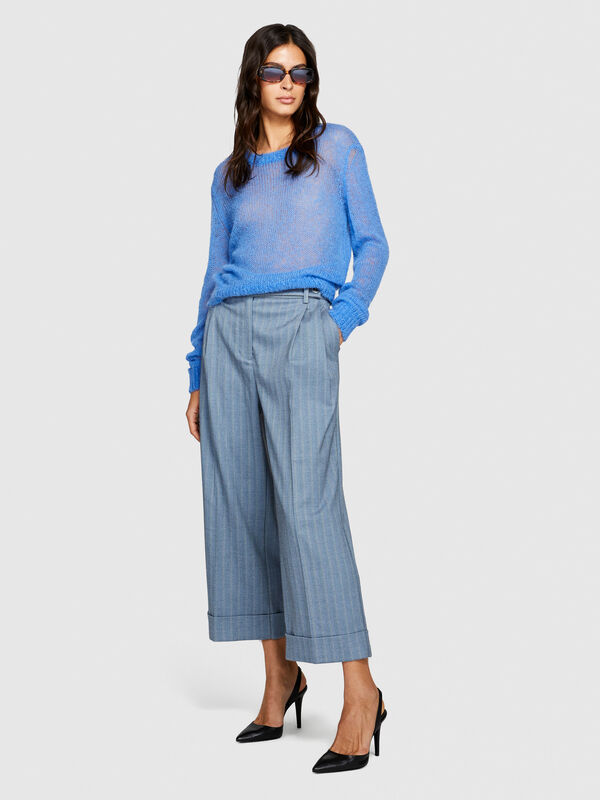 Trousers with wide leg and roll-up - women's palazzo trousers | Sisley