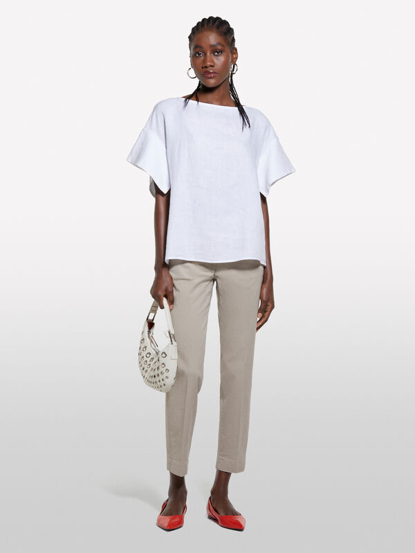White blouse in 100% linen - women's blouses | Sisley