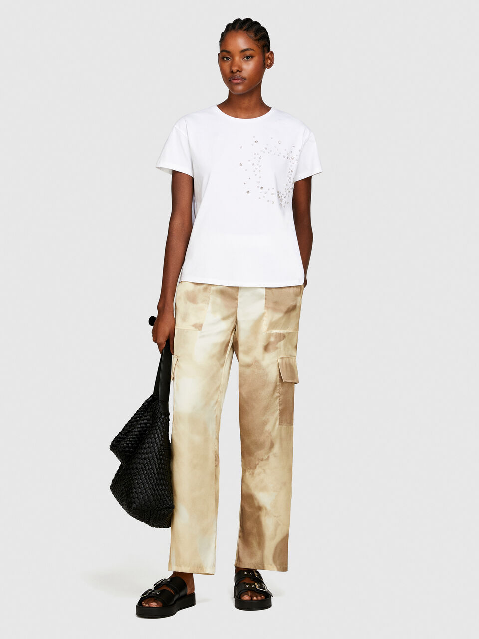 T-shirt with rhinestones Women image number null