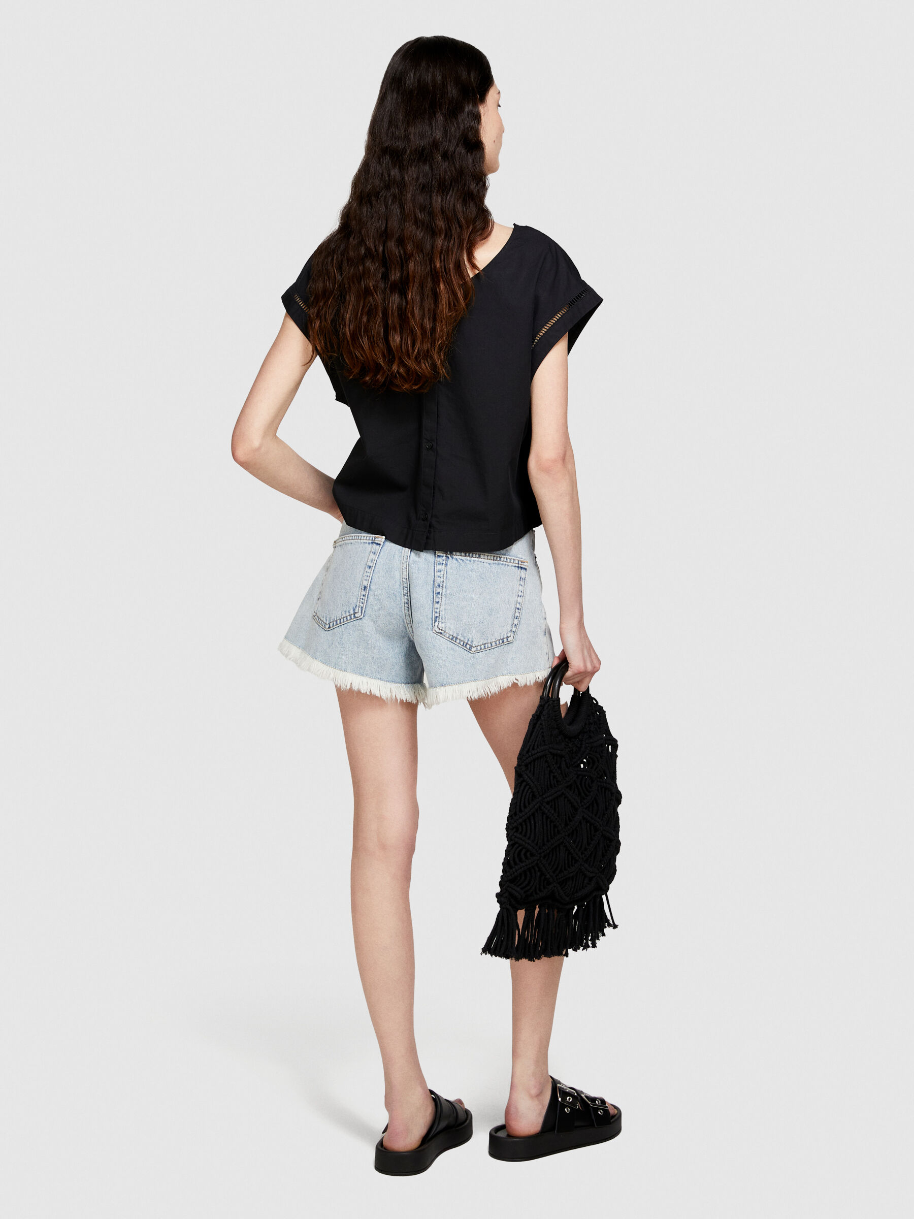 Cropped blouse with crochet Women image number null