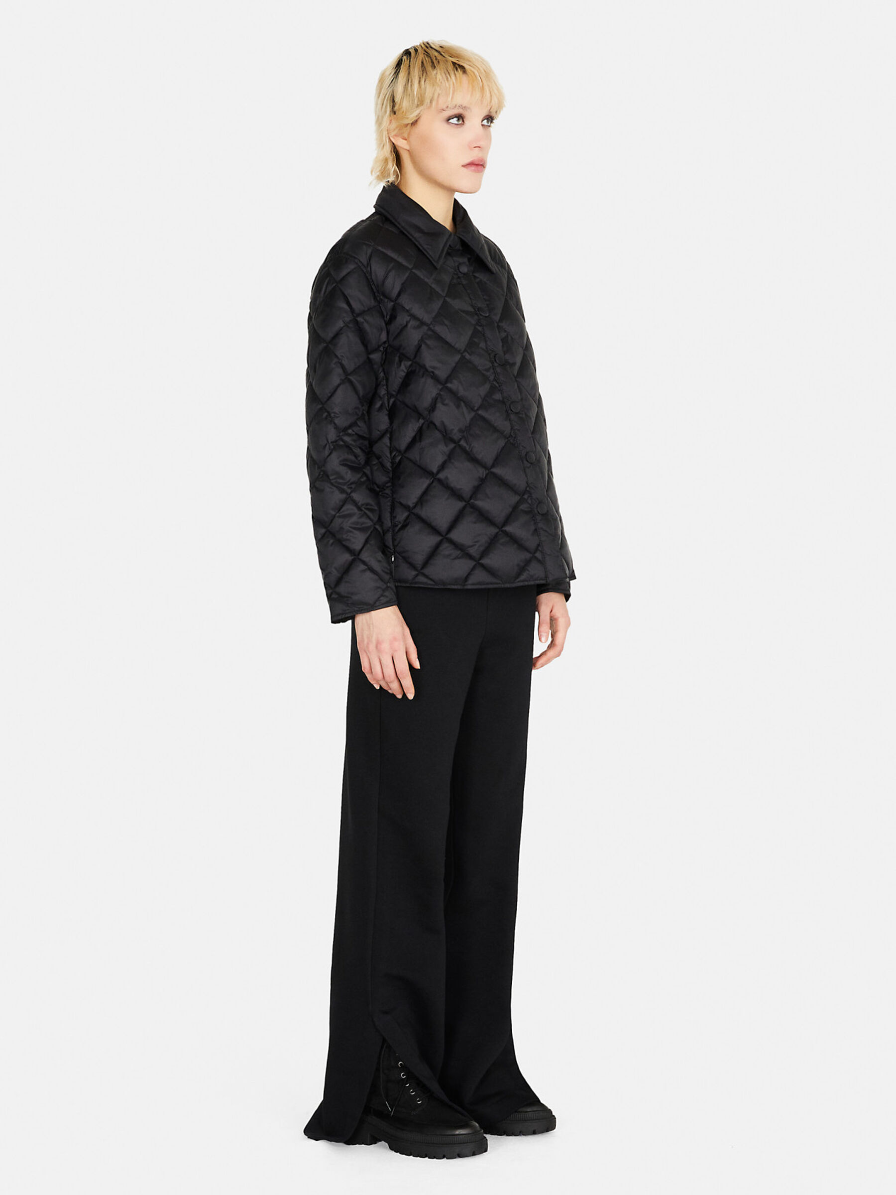 Quilted shirtjacket, Black Sisley