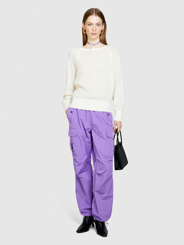 T-shirt with batwing sleeves - women's crew neck sweaters | Sisley