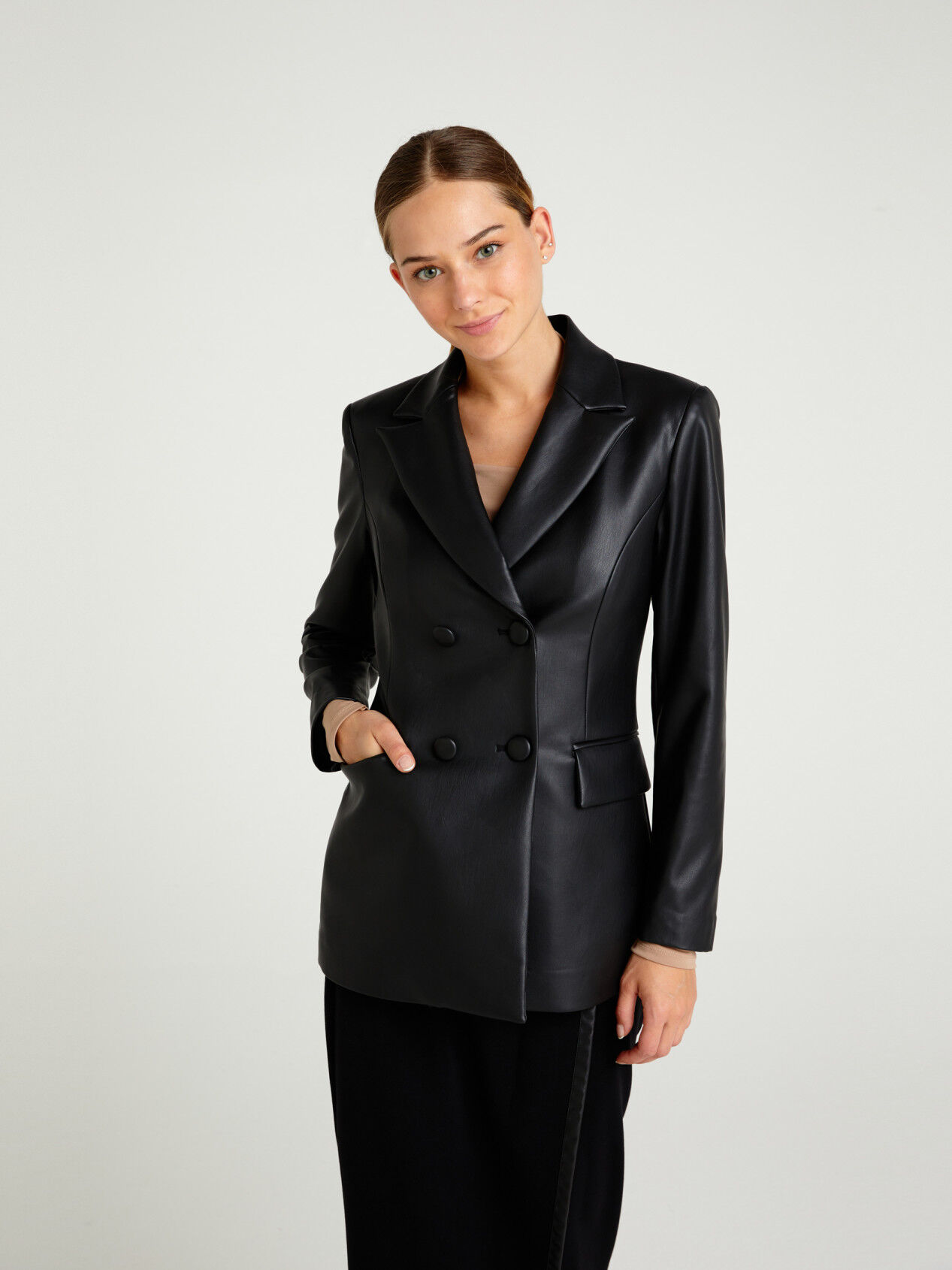black double breasted jacket women's