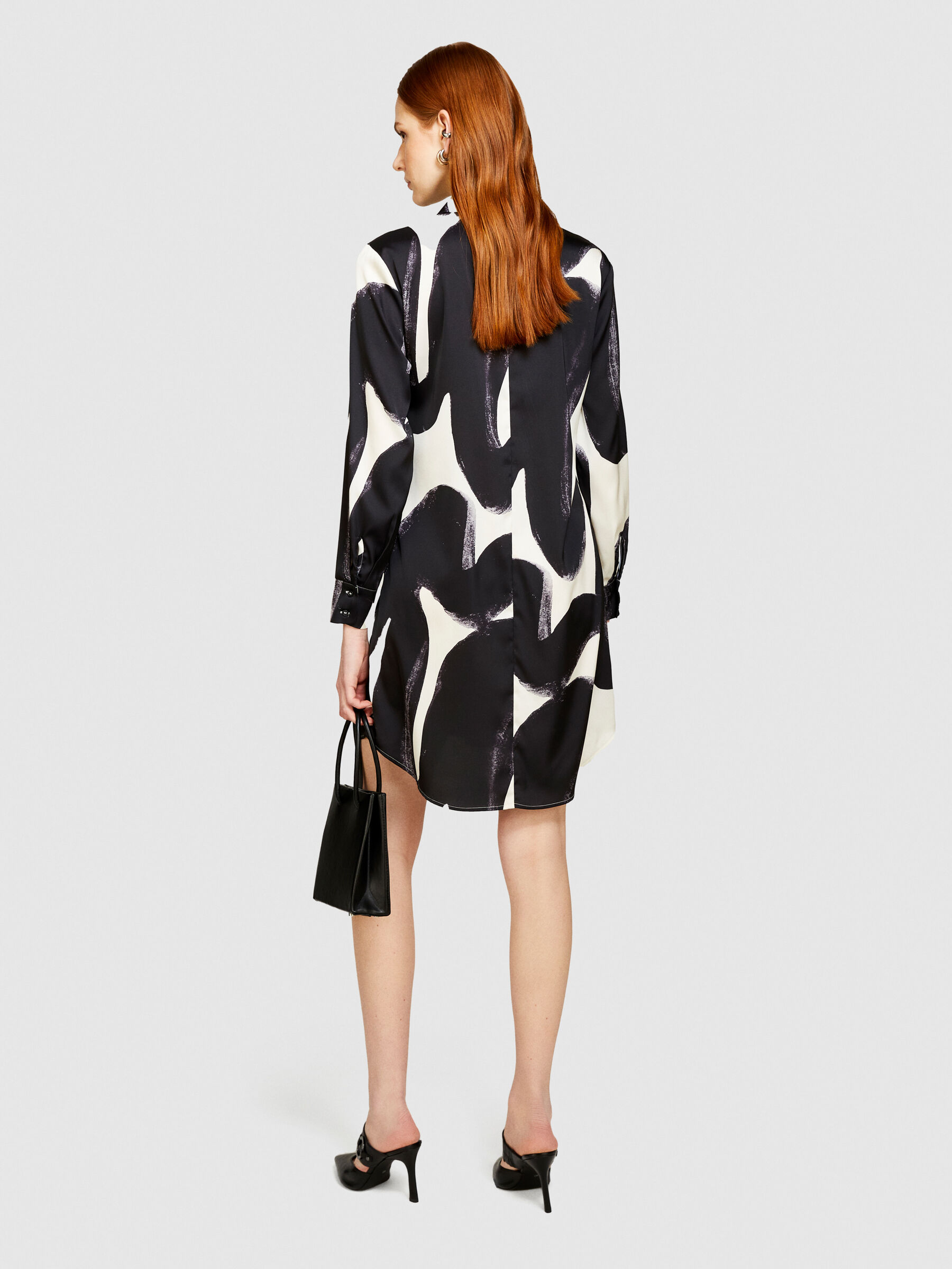 Dress in printed satin, Multi-color - Sisley