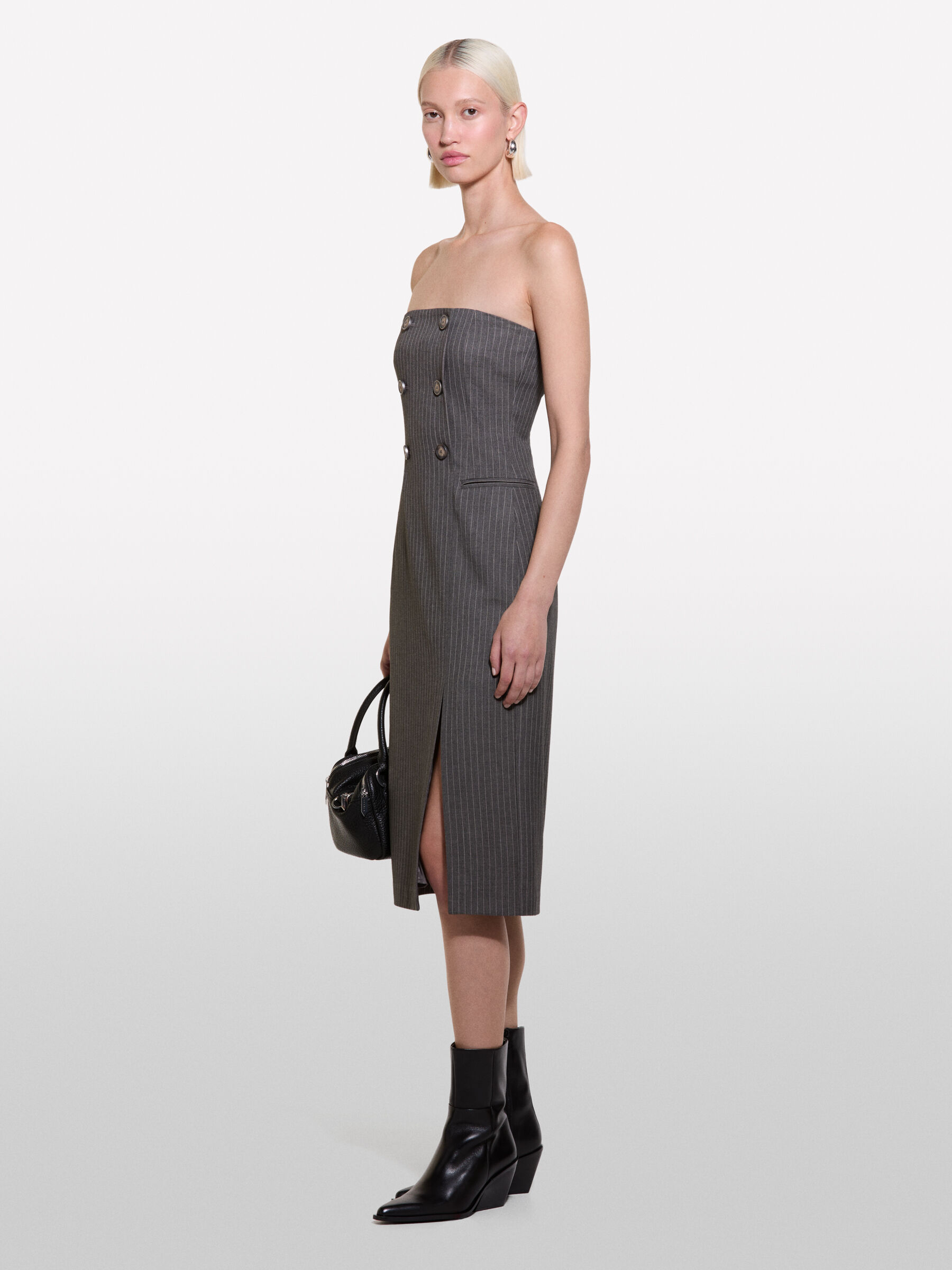 pinstripe tailored bustier dress | ANDRESD