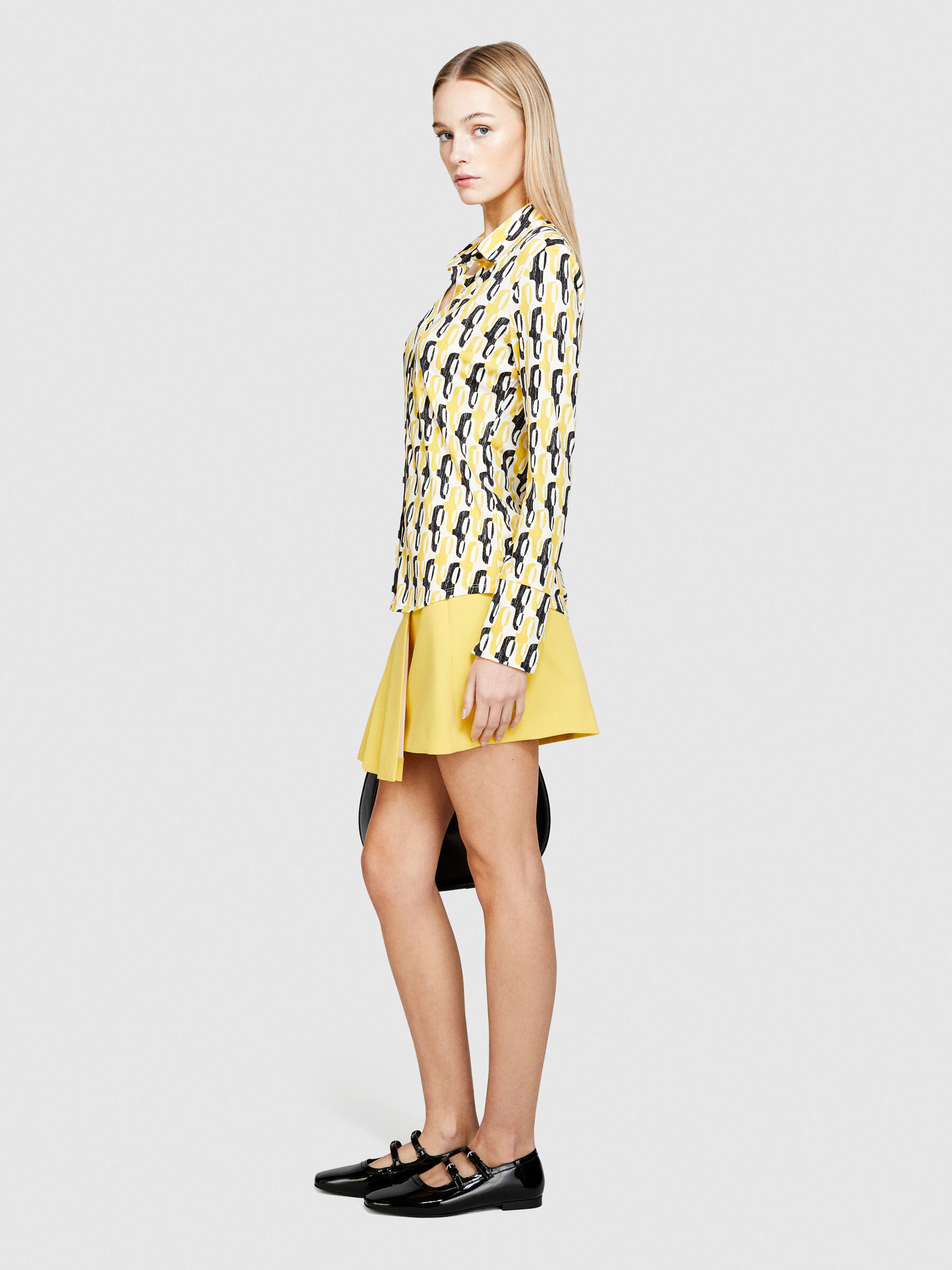 Mini skirt with pleats, Yellow - Sisley