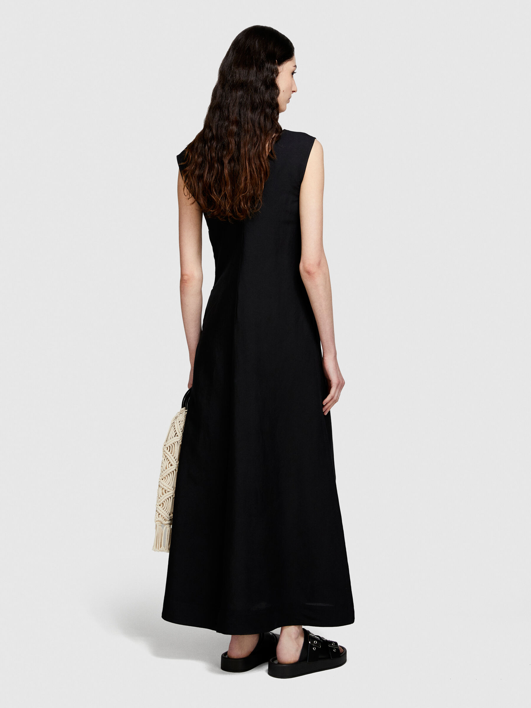 Long sleeveless dress, Black - Sisley