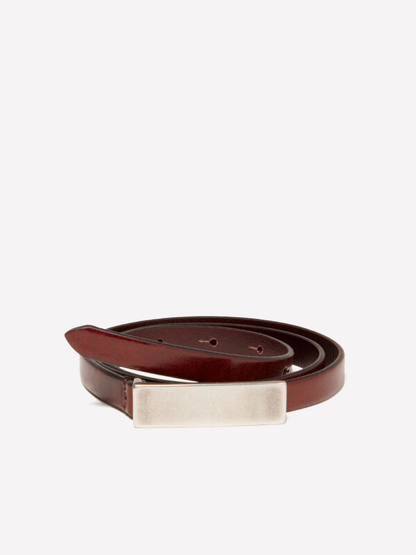 Brown thin leather belt - women's belts | Sisley
