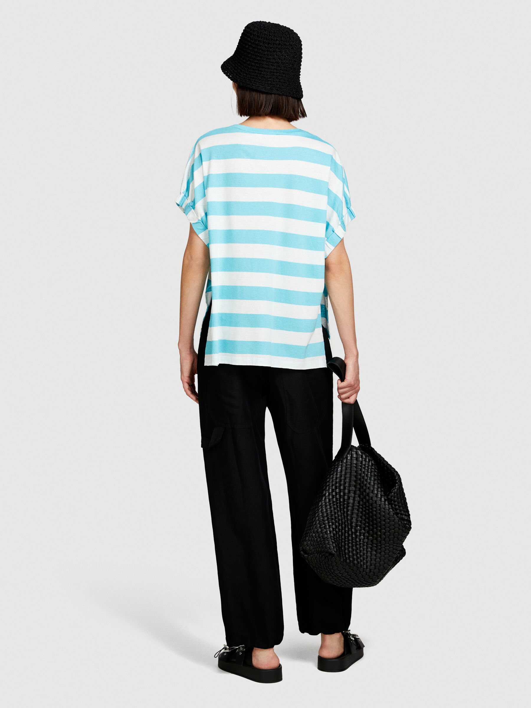 Uneven striped t-shirt Women image number null