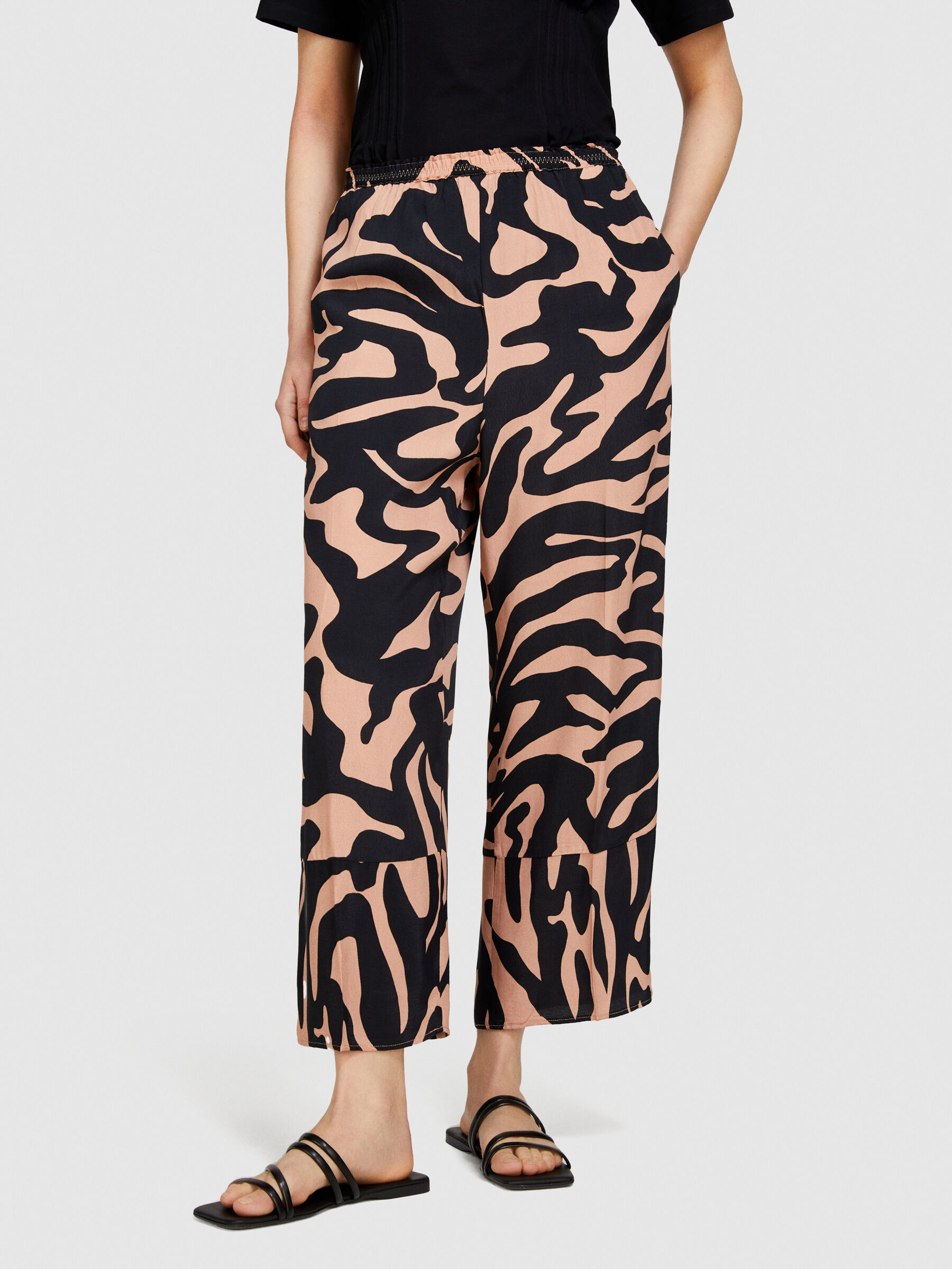 Printed satin trousers, Multi-color - Sisley
