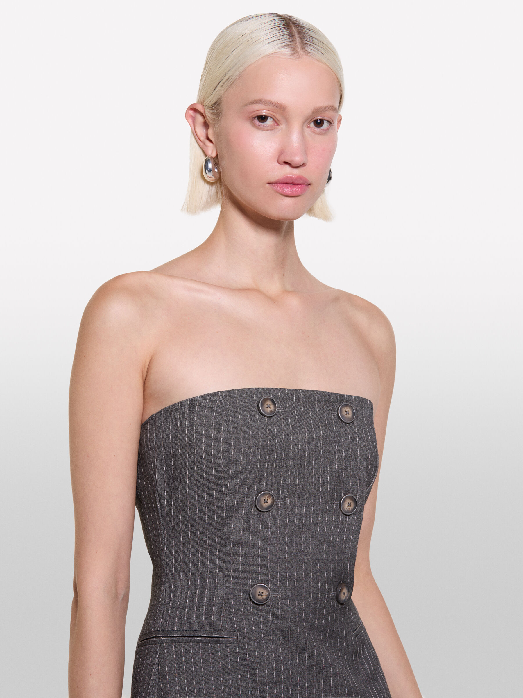 Pinstripe bustier dress, Gray - Sisley