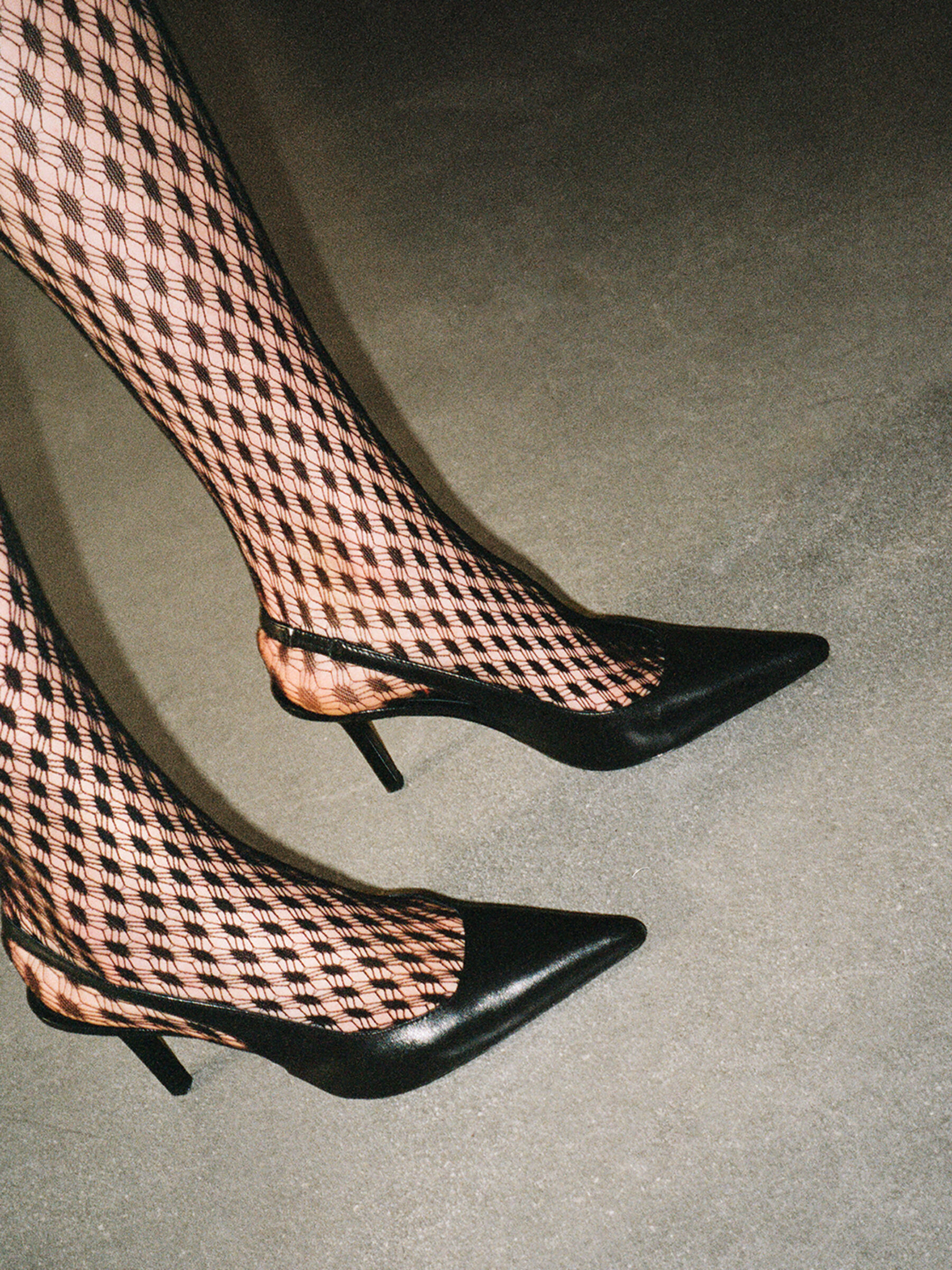 Black leather slingbacks, Black - Sisley