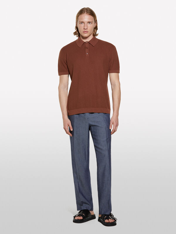 Brown knit polo - men's polos | Sisley