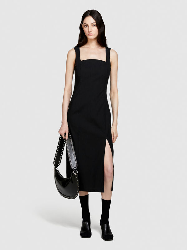 Fitted dress with slit - women's midi dresses | Sisley