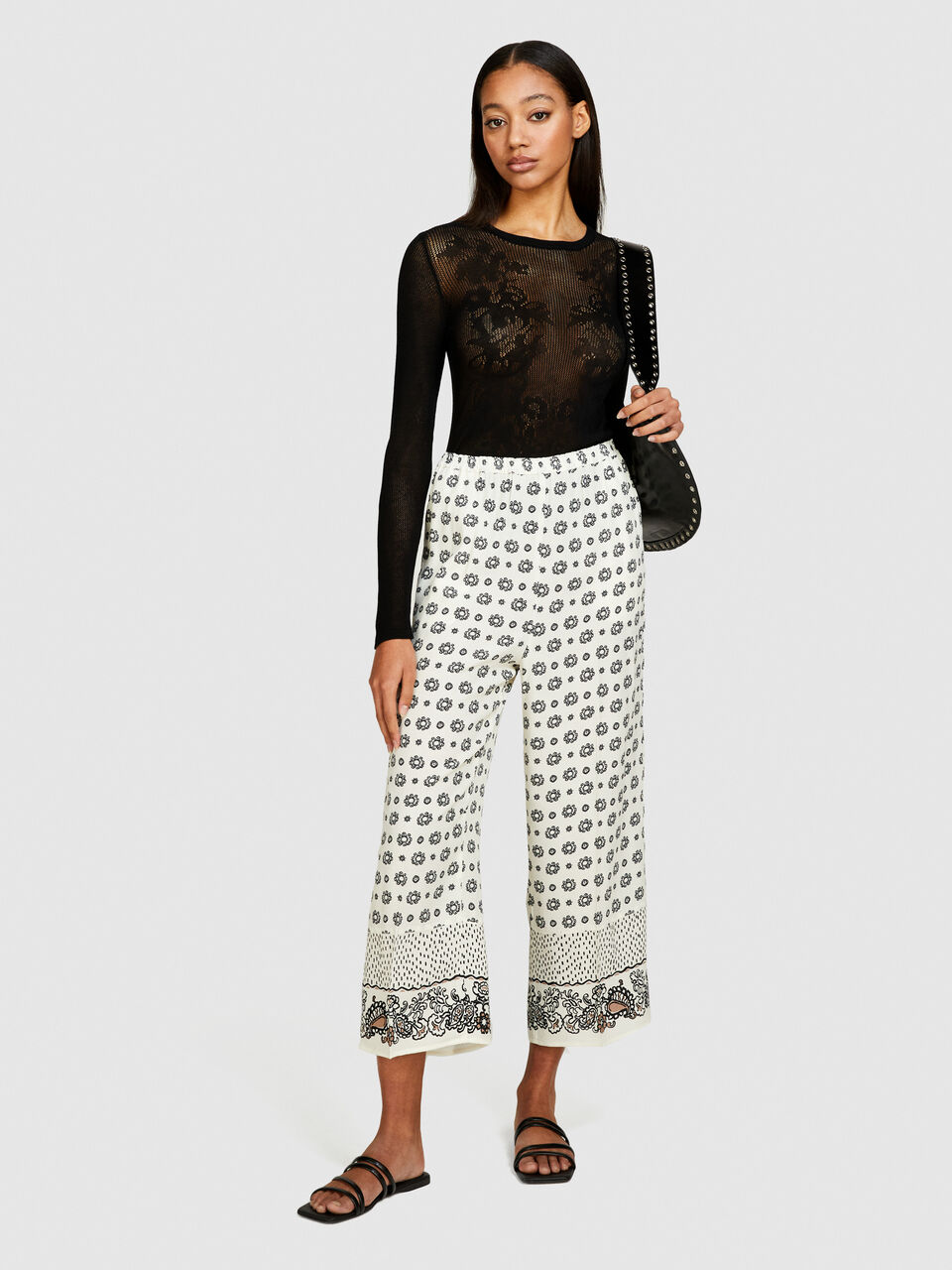Printed satin trousers Women image number null