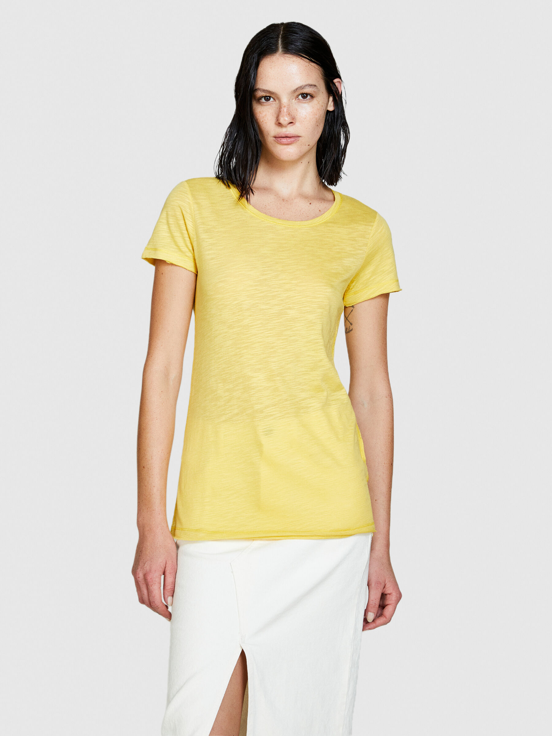 Crew neck t-shirt, Yellow - Sisley