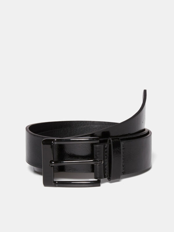 Belt with patent leather buckle - women's belts | Sisley