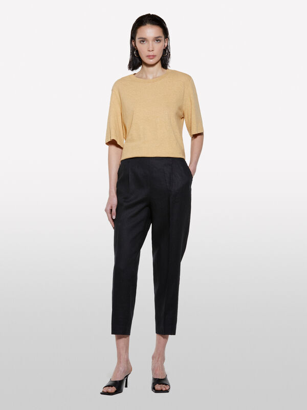 Black joggers in 100% linen - women's joggers | Sisley