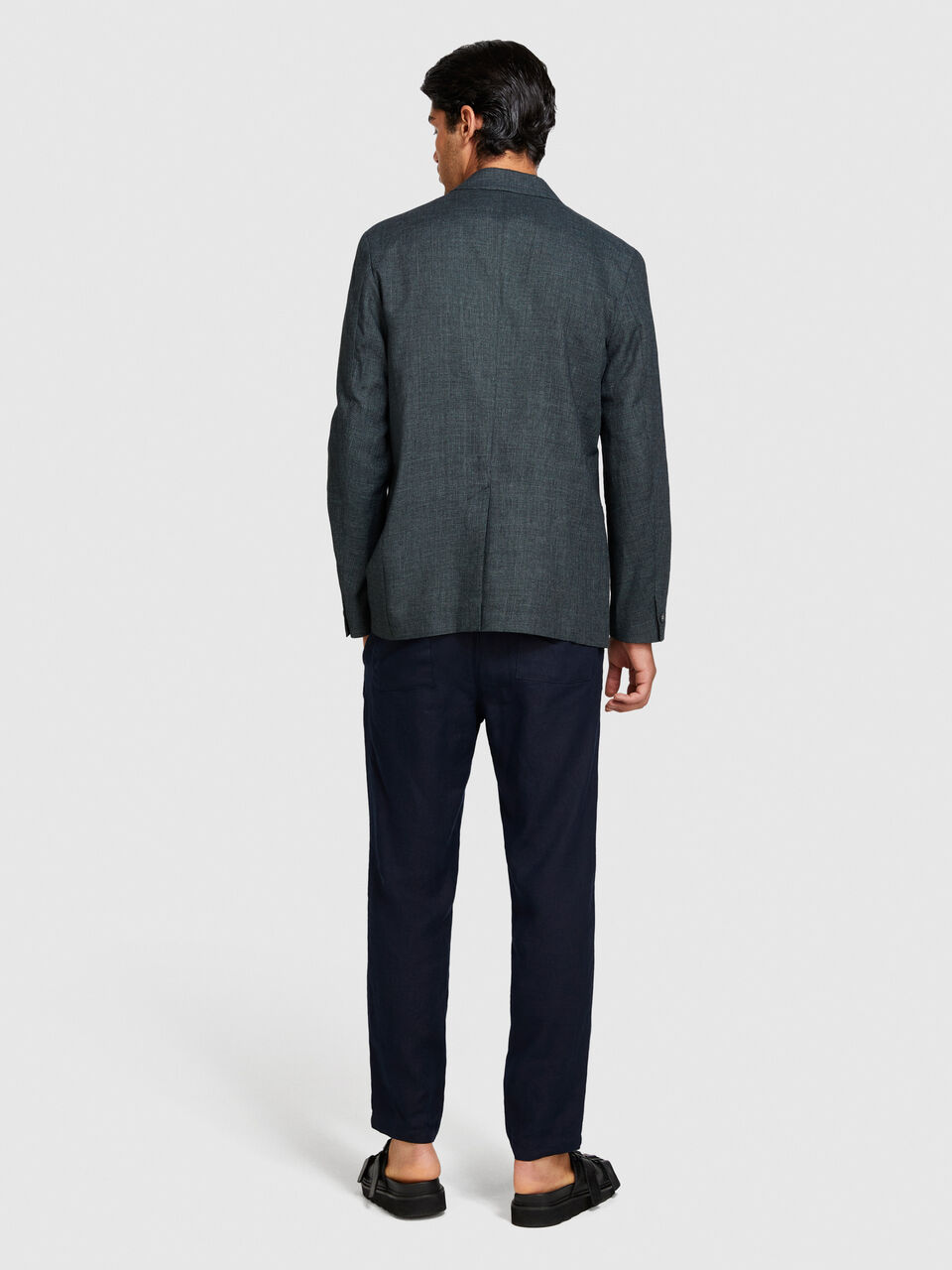 Single-breasted blazer in linen blend Men image number null