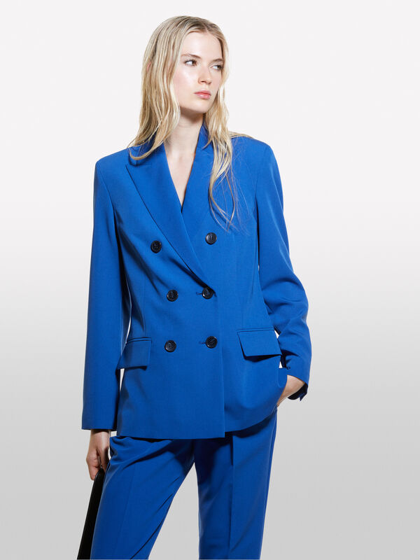 Blue double-breasted blazer - women's blazers | Sisley