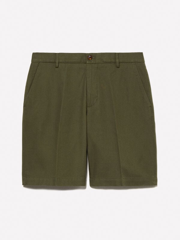Military green regular fit bermudas Military green regular fit bermudas - men's shorts | Sisley