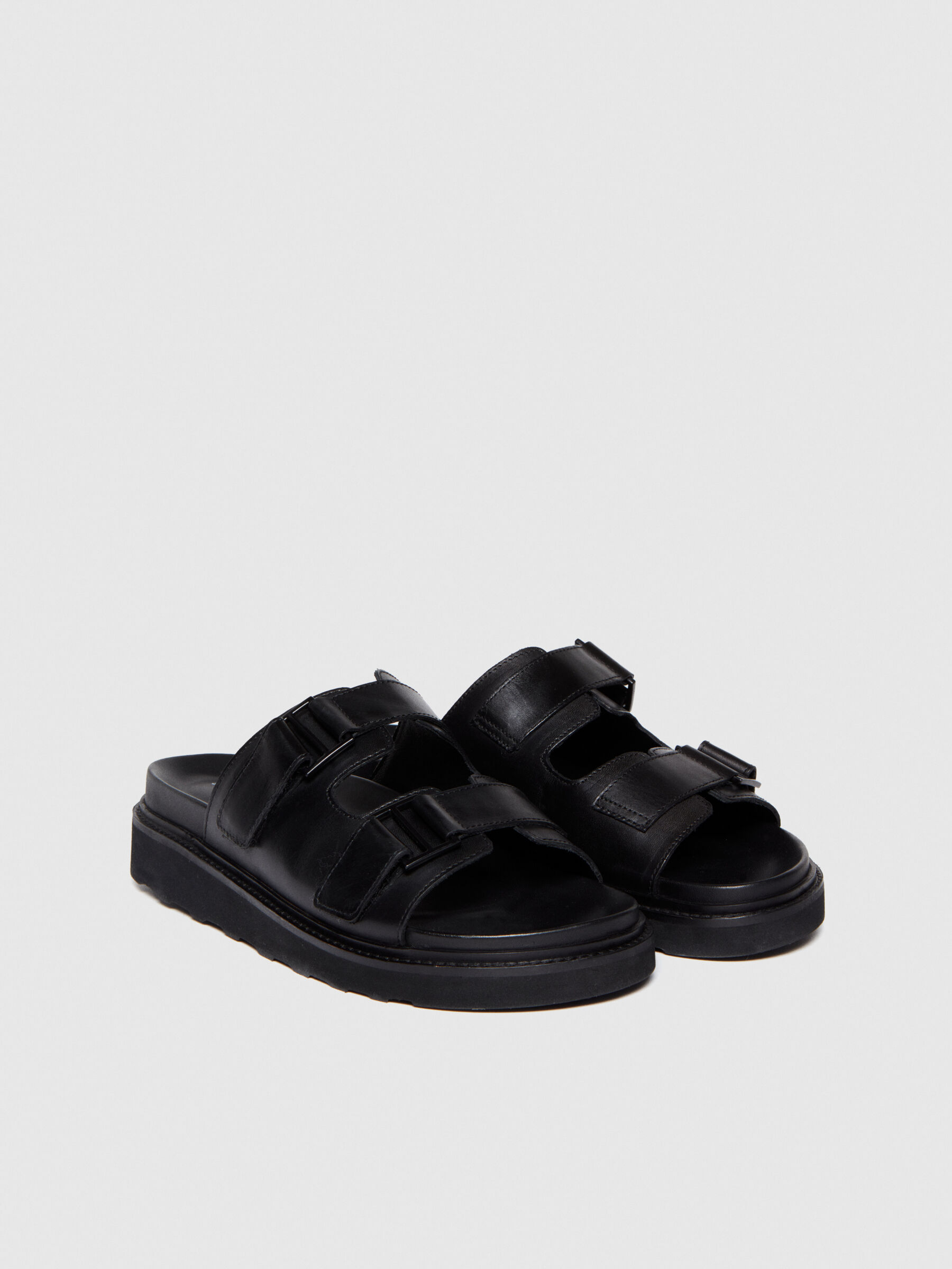 Leather sandals, Black - Sisley