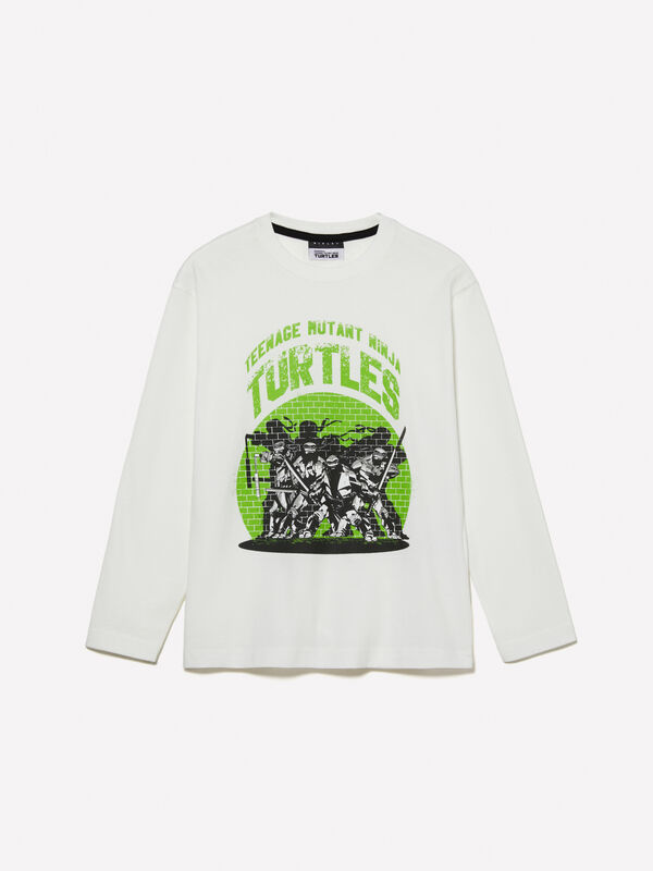 White t-shirt with Teenage Mutant Ninja Turtles print - boys' long sleeve t-shirts | Sisley Young