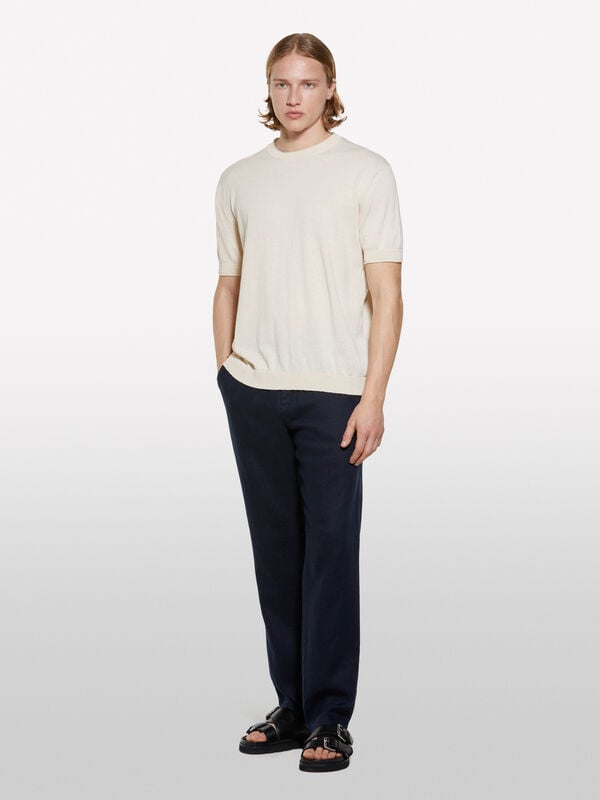 Cream white short sleeve top Cream white short sleeve top - men's knitwear | Sisley