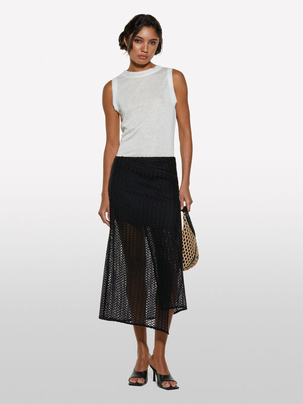 White regular fit tank top - women's tops | Sisley