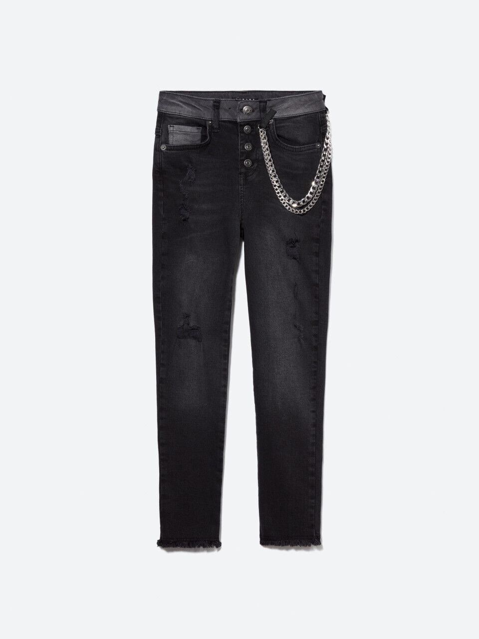 Used look jeans with chain