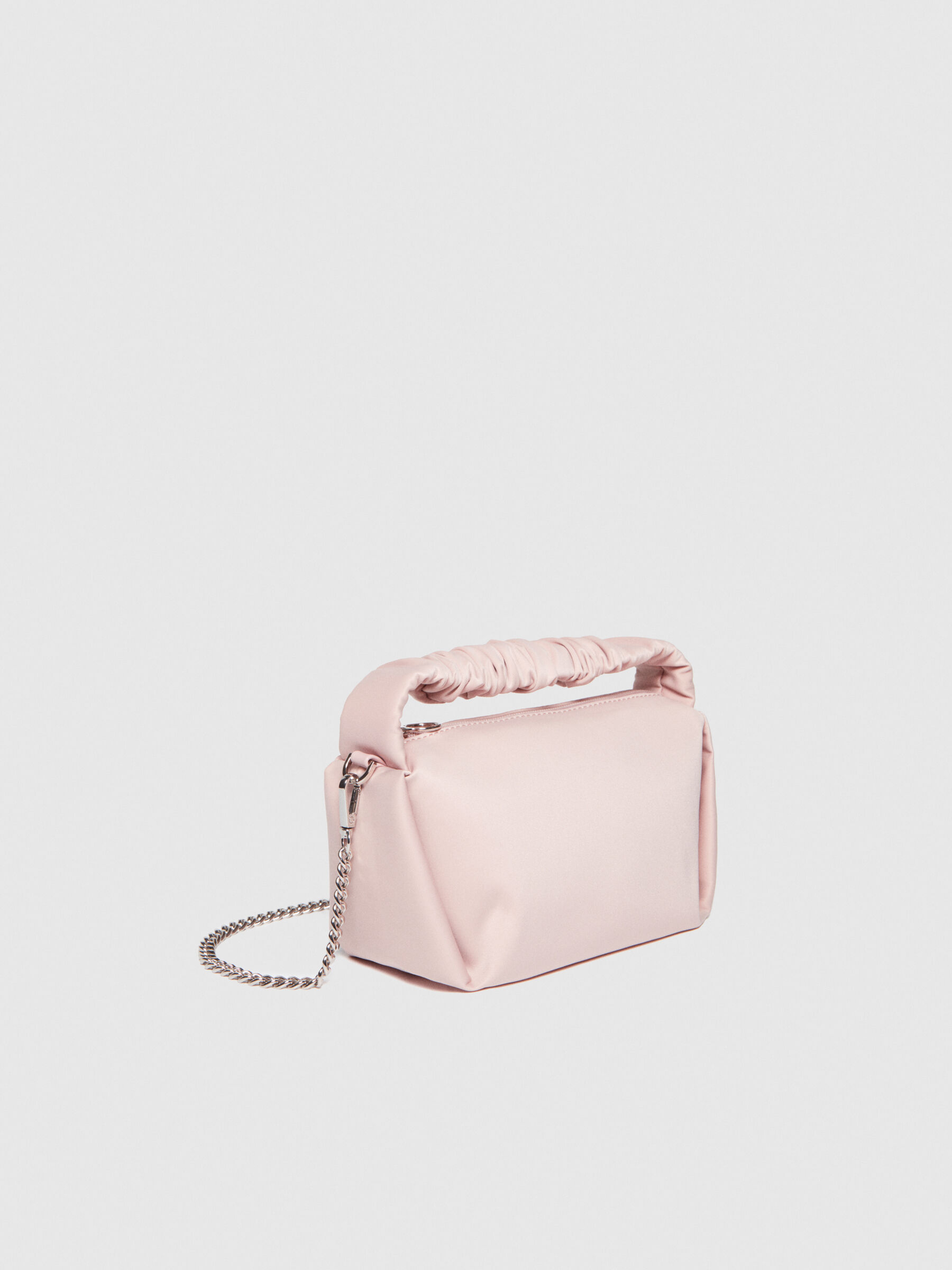 Handbag with rouched handle, Soft Pink - Sisley
