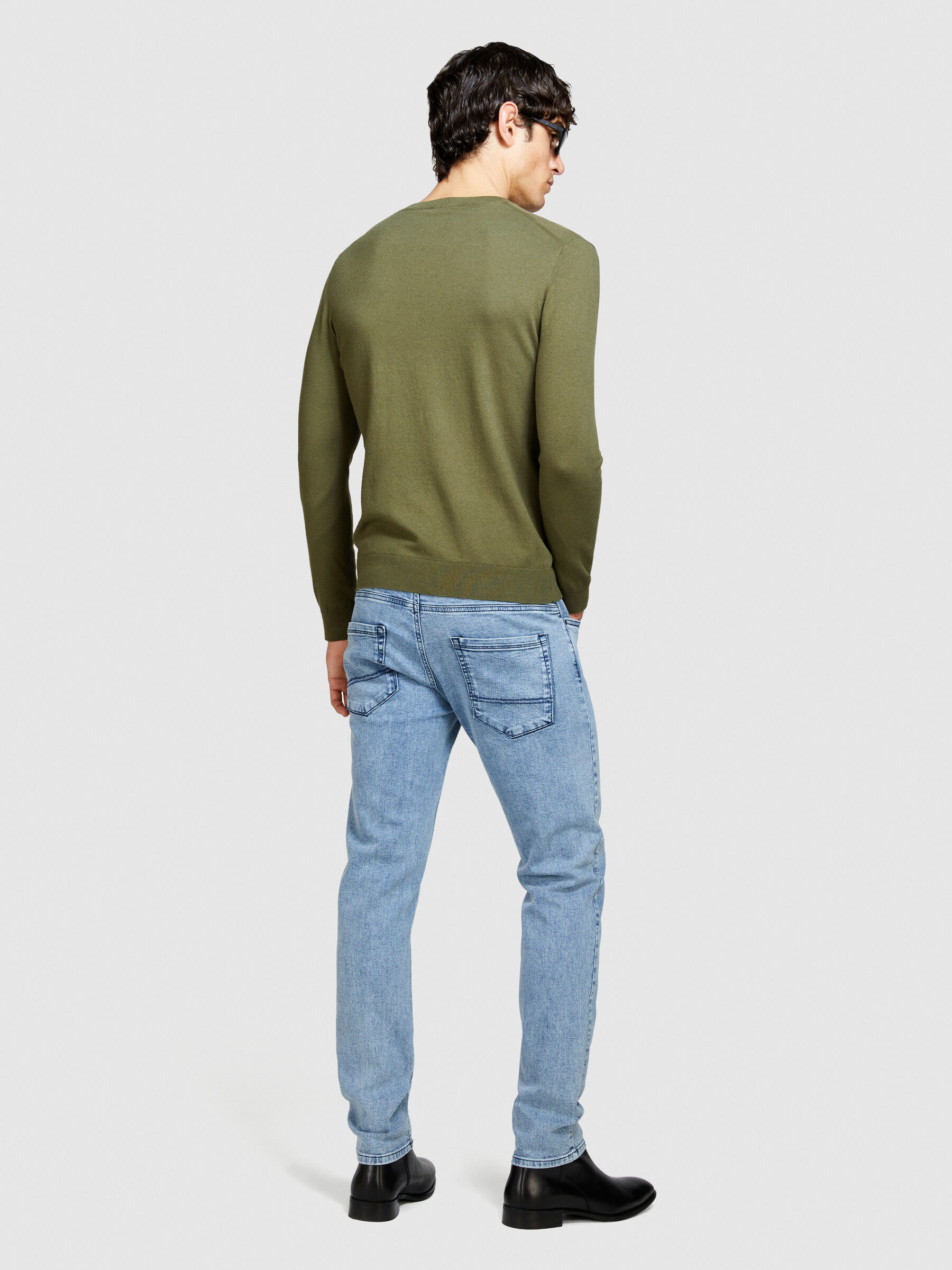 Slim fit sweater Military Green Sisley