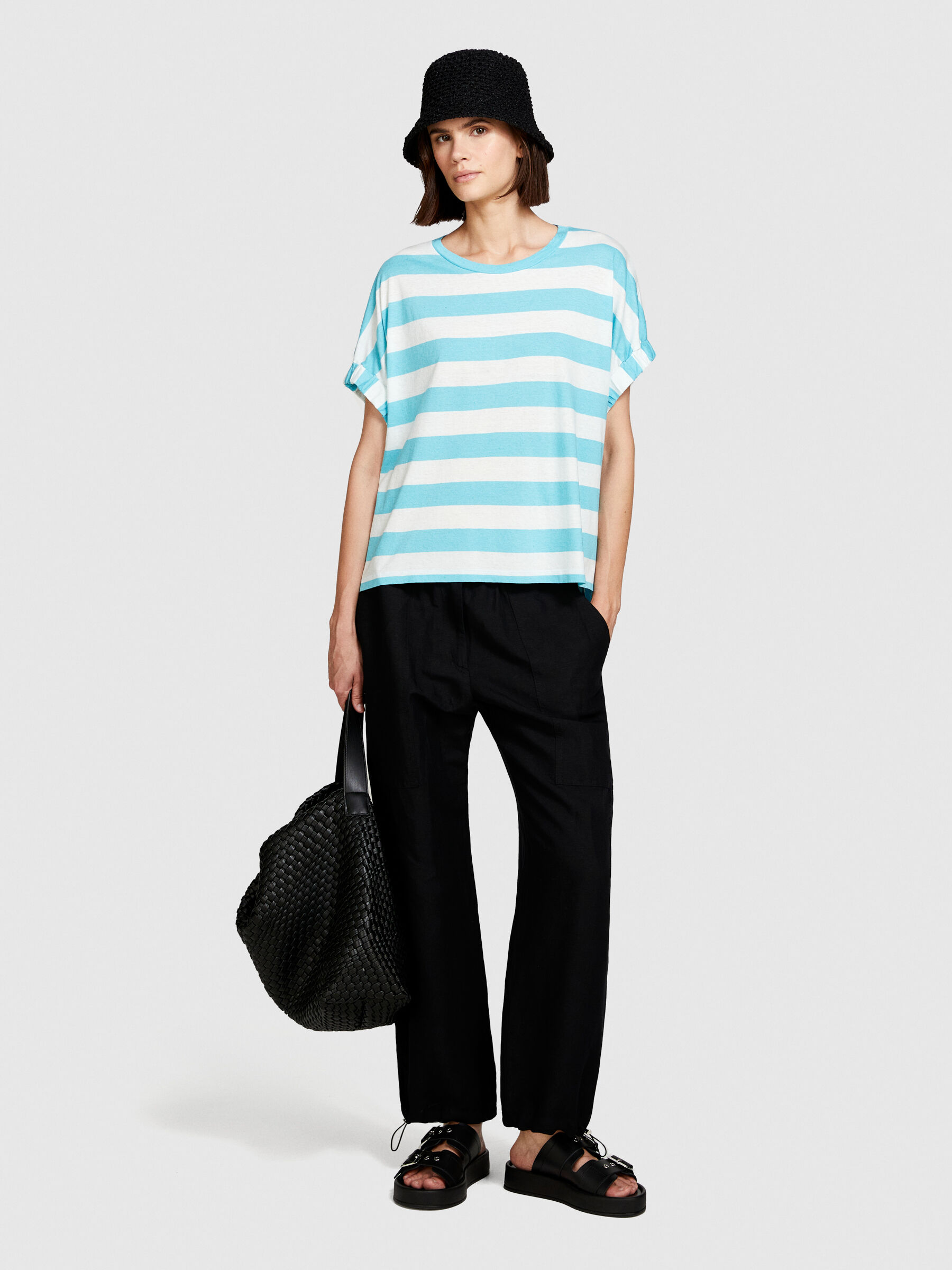 Uneven striped t-shirt Women image number null