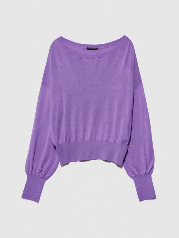 Top made of silk blend - women's boat neck sweaters | Sisley