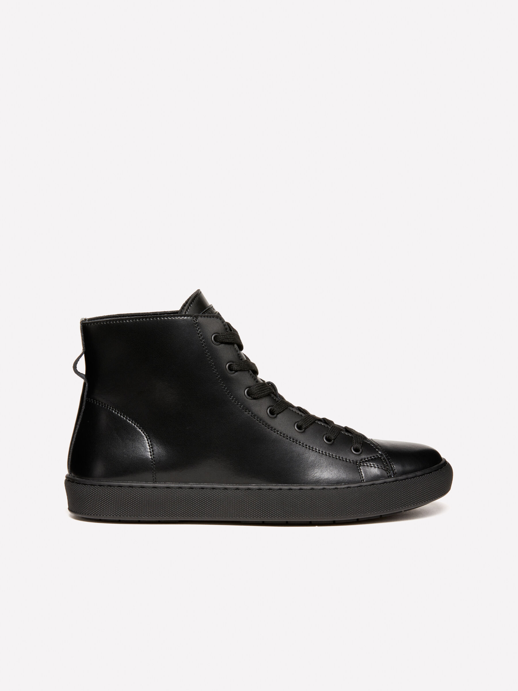 Black high top leather sneakers Black Sisley