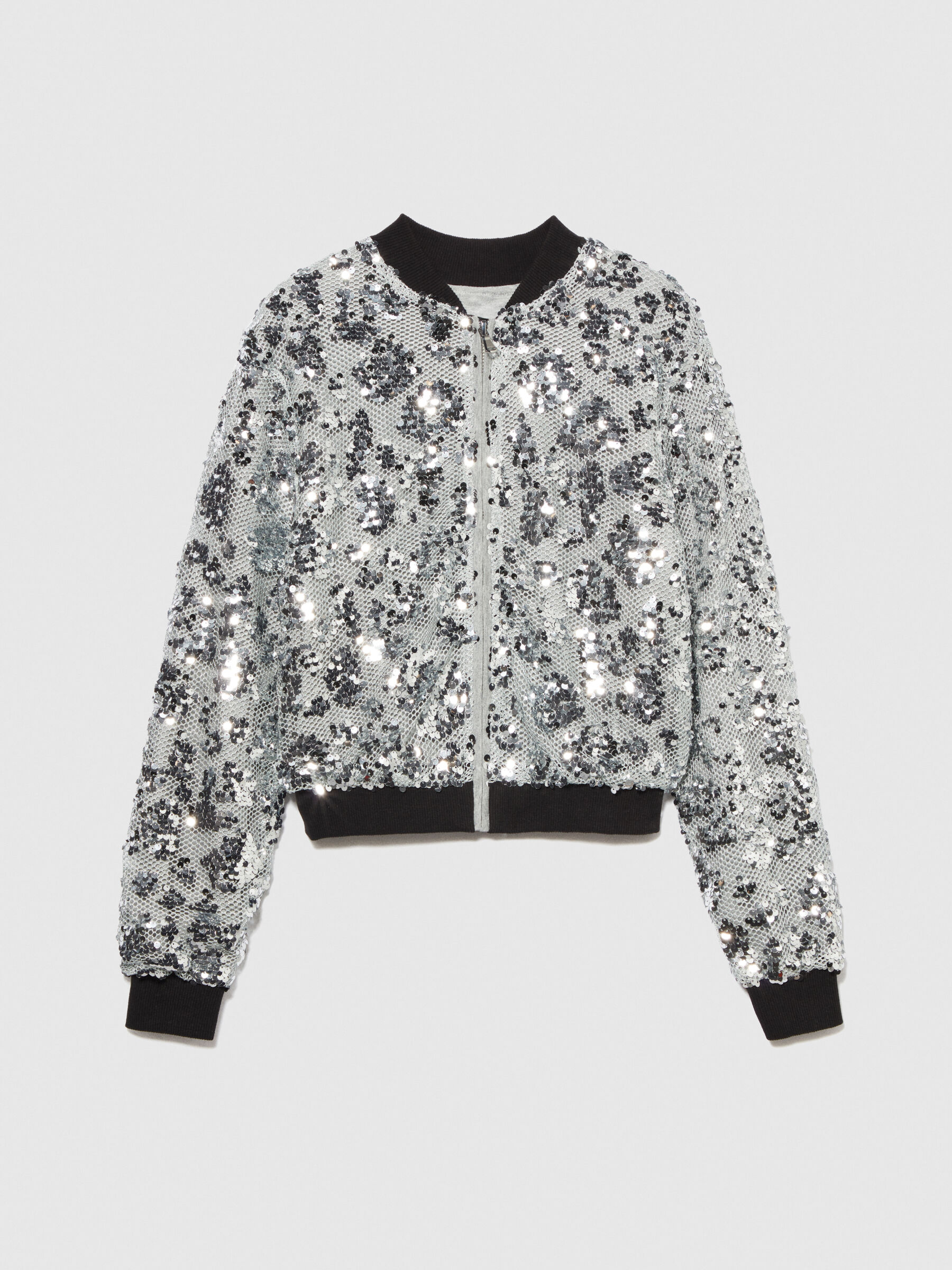 Bomber jacket with mesh and sequins Junior Girl image number null