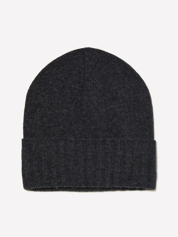 Dark gray hat in wool blend knit  - men's hats | Sisley