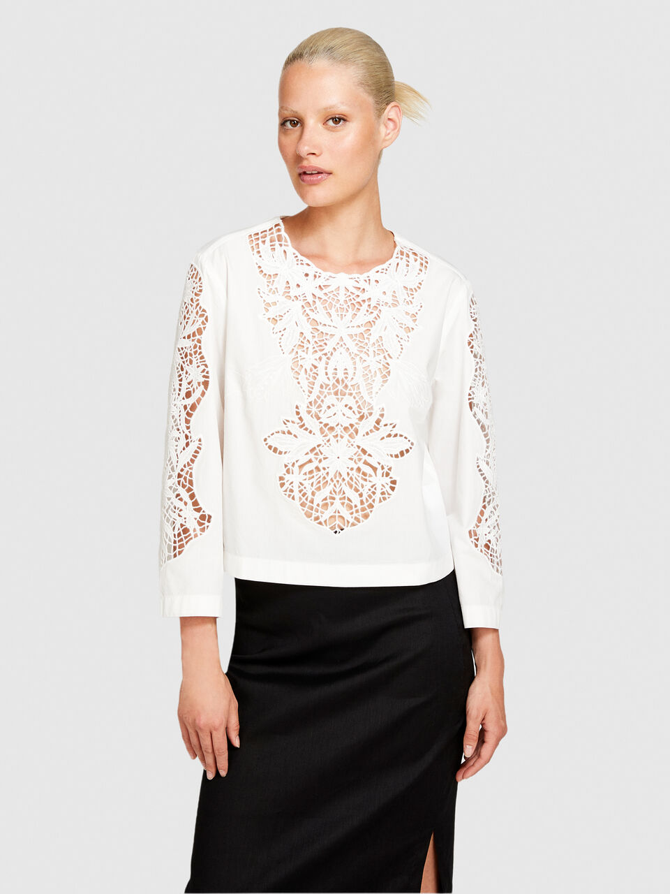 Blouse with crochet Women image number null