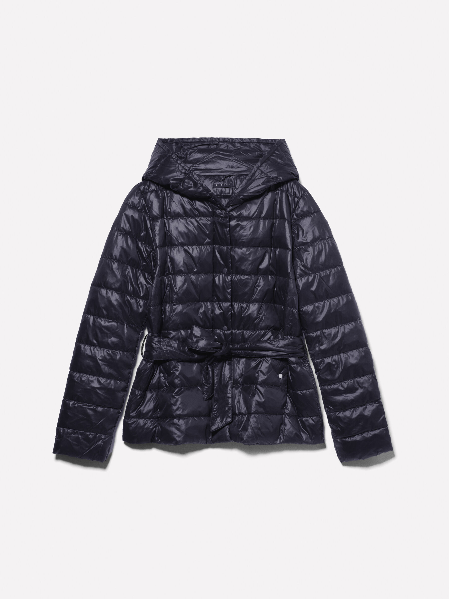 海外ブランド  Black padded jacket with sash, Black - Sisley ジャケット・アウター