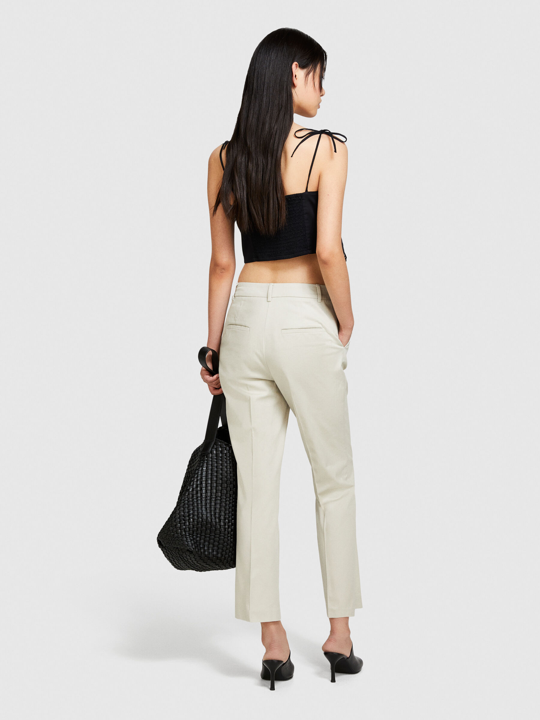 High-waisted trousers, Beige - Sisley
