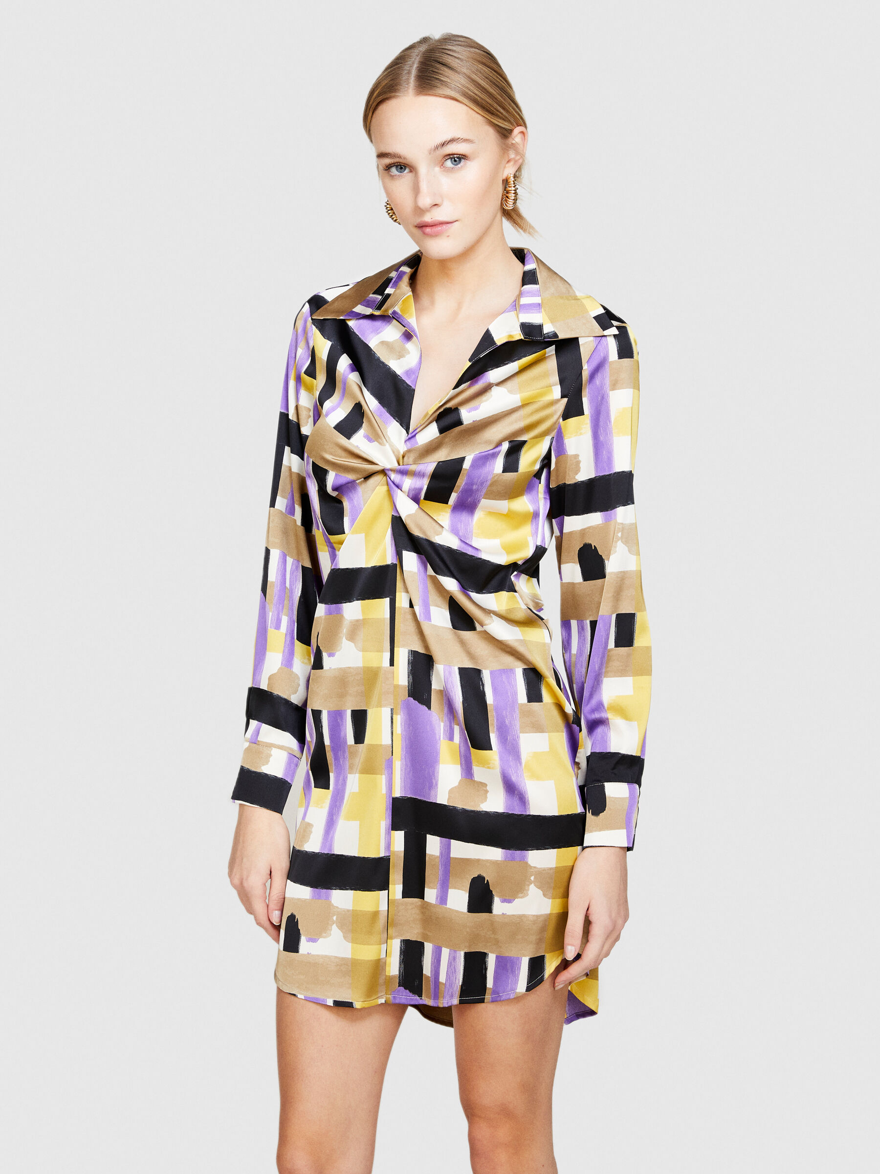 Dress in printed satin Women image number null