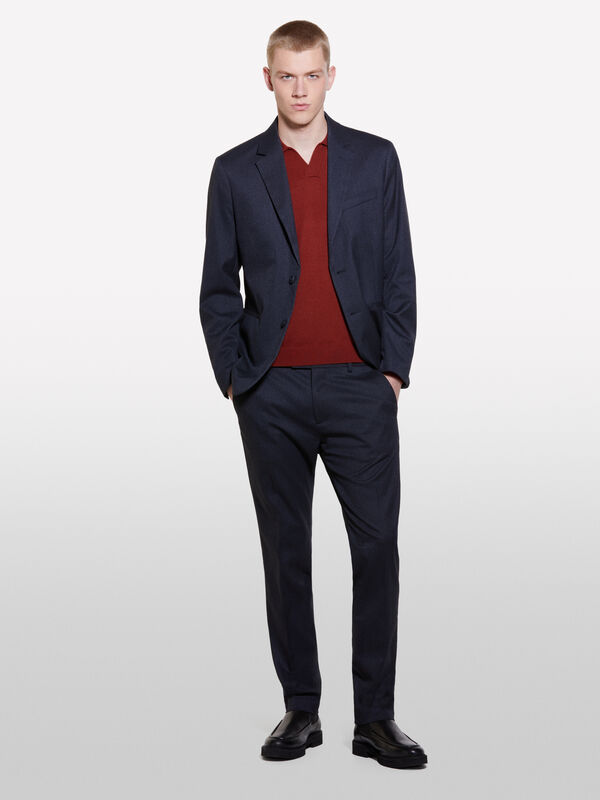 Dark blue yarn dyed trousers - men's slim fit trousers | Sisley