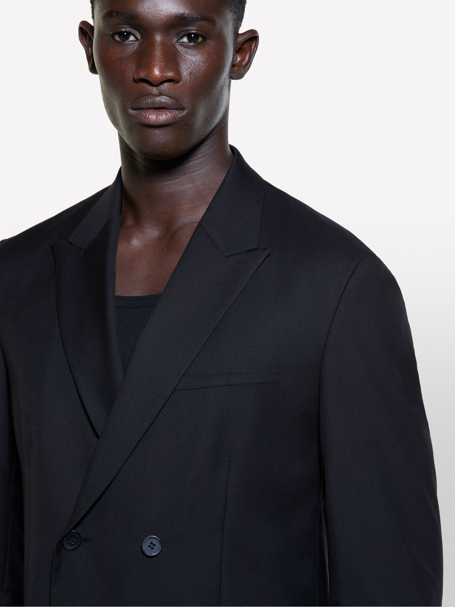 Black slim comfort fit double-breasted blazer, Black - Sisley